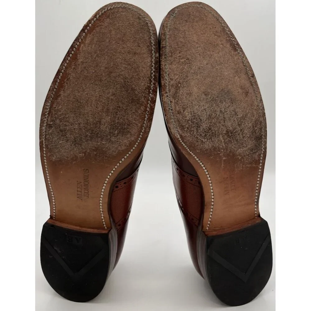 Allen Edmonds Monte Carlo Size 9AA Brown Leather & Snakeskin Derby Dress Shoes